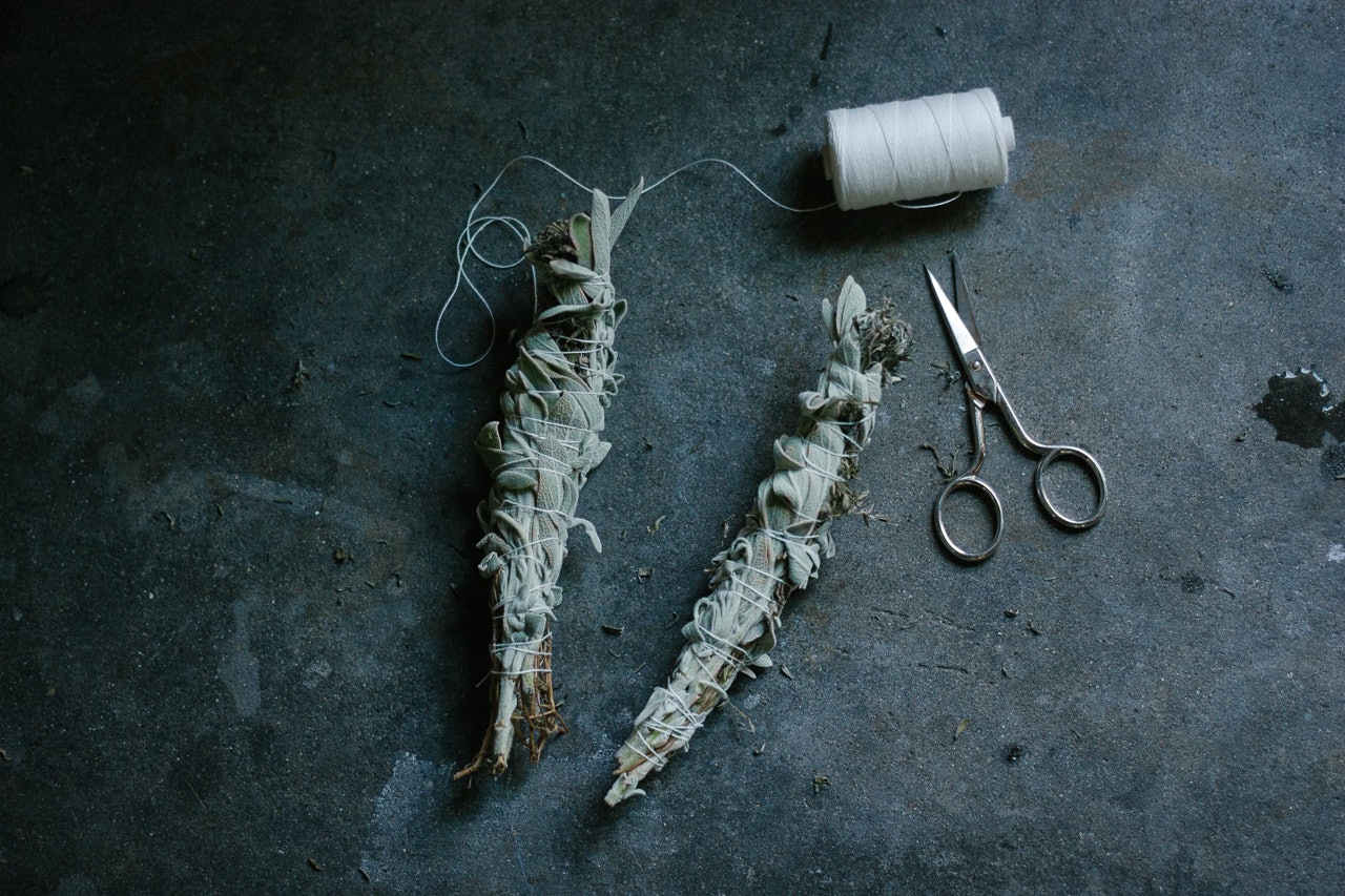 Sage + Rosemary Smudge Wand DIY by Conscious by Chloé