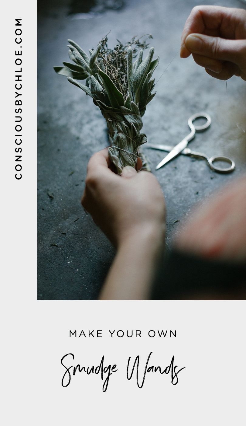 Sage + Rosemary Smudge Wand DIY by Conscious by Chloé