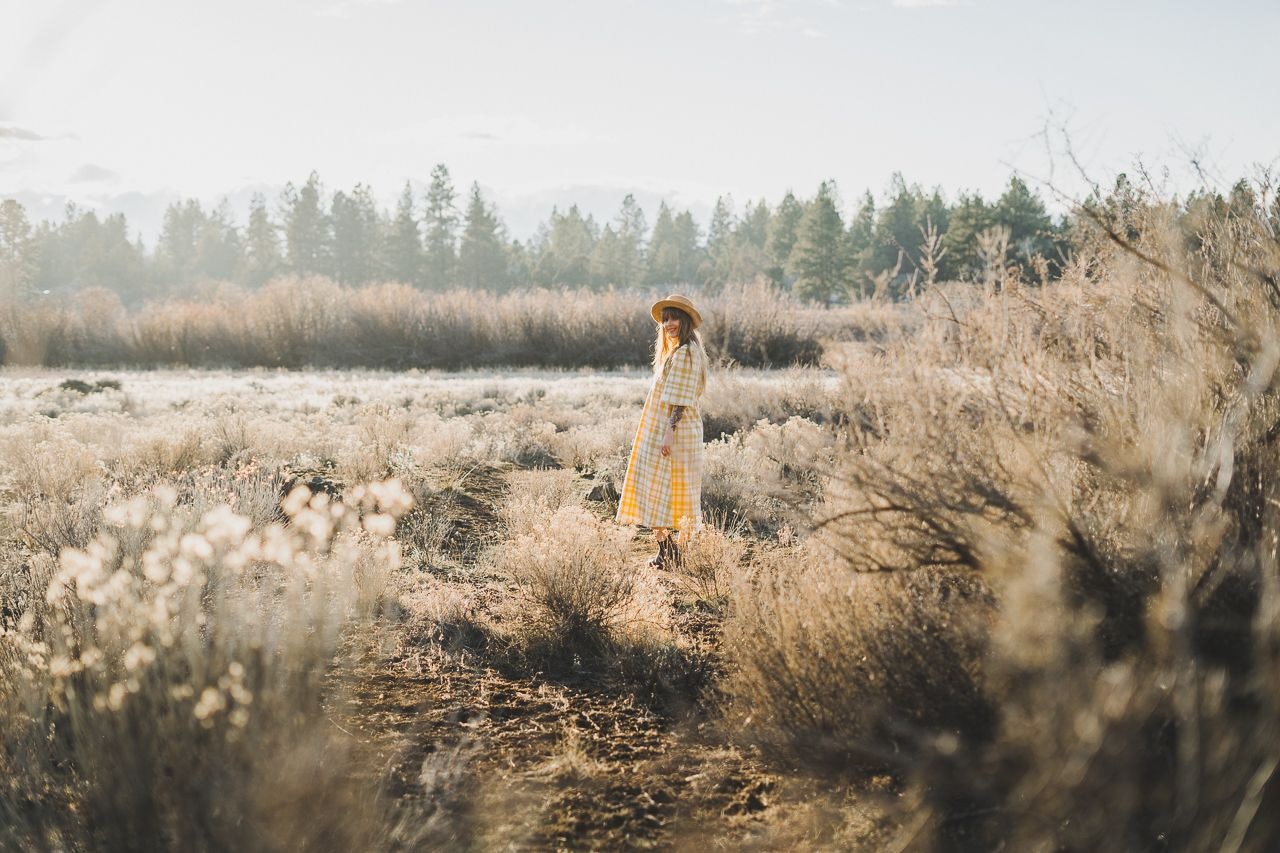 Gingham Puff Sleeves Prairie Dress by Conscious by Chloé