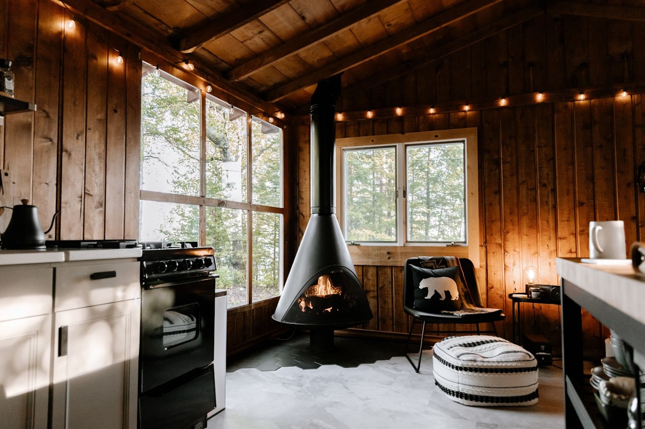 Cozy Cabin Stove Fire for Conscious by Chloé