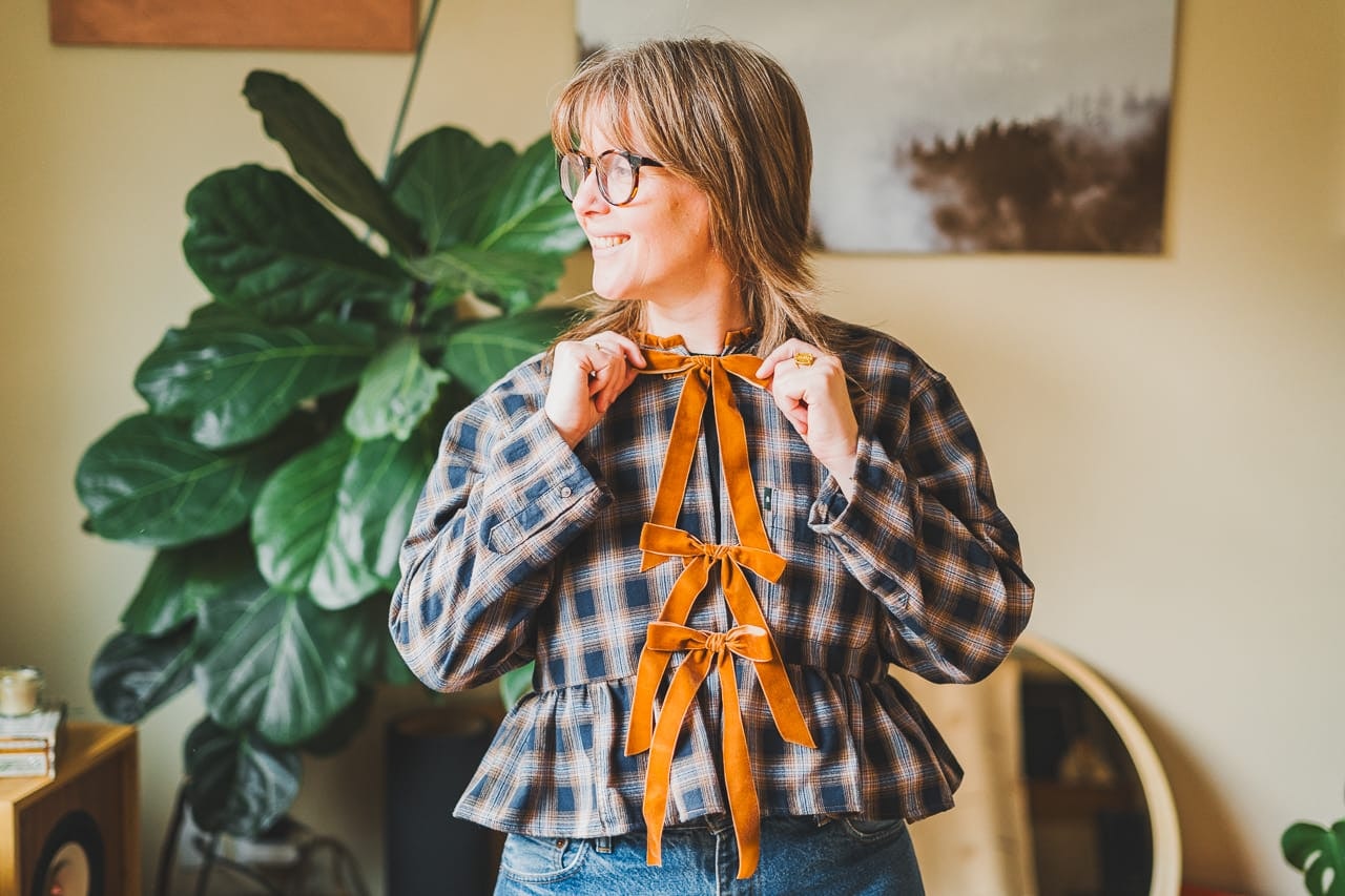 I Made a Dupe of the Sézane Brenda Shirt from a Thrifted Men's Plaid Shirt